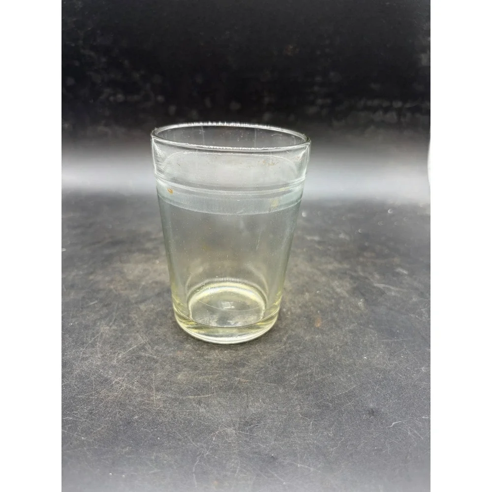 Vintage Hazel Atlas Clear Glass Jelly Jar Juice Tumbler Ribbed Band H over A